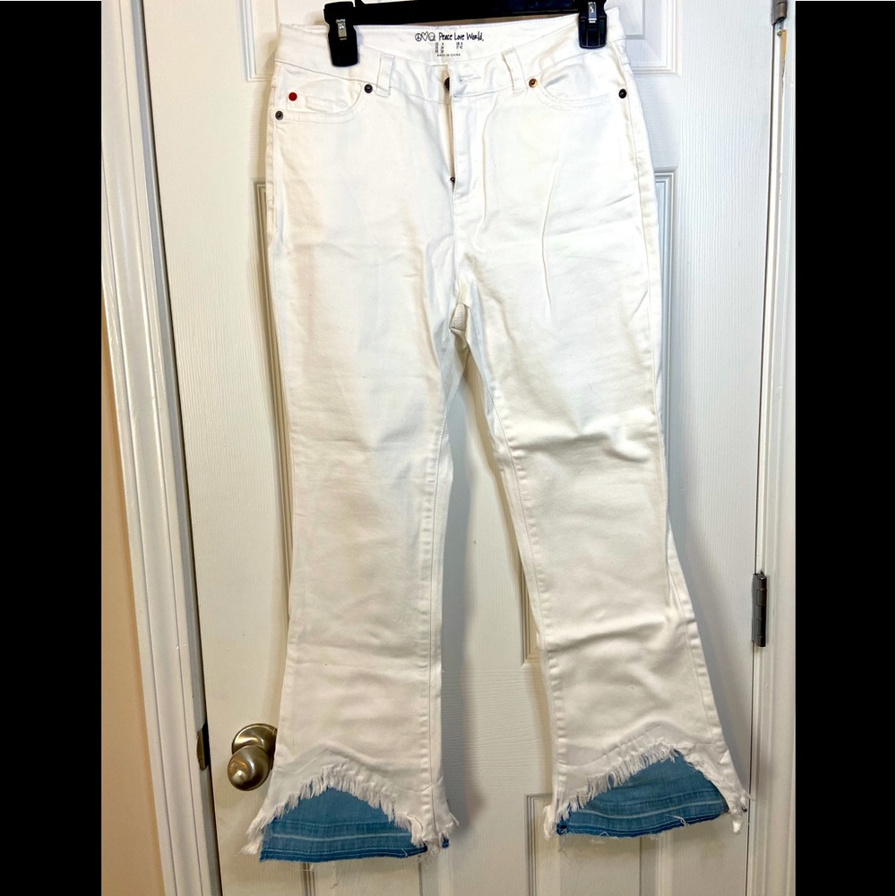 Peace Love World white jeans w/uneven hem size 4